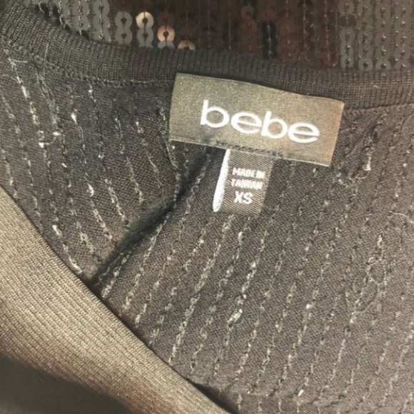 Bebe black sequin mini dress cross straps XS - Picture 6 of 7